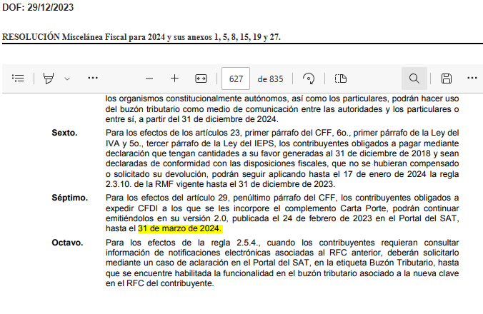 SAT da prórroga para complemento Carta Porte 3.0 - FrogADN